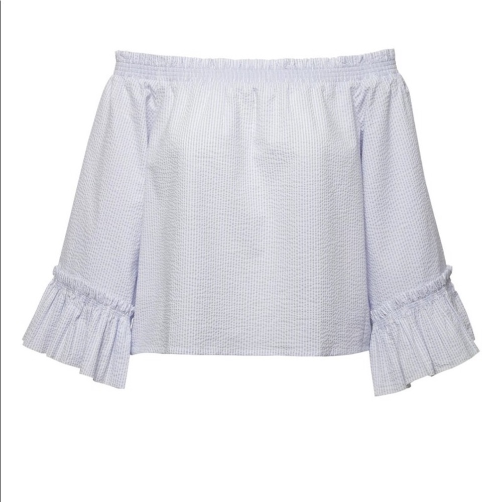 Banana Republic seersucker off the shoulder top